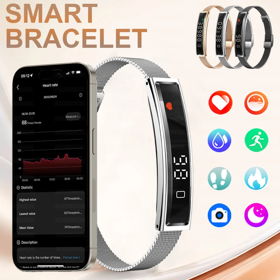 

Новый умный браслет для здоровья для мужчин и женщин, фитнес-спортивный браслет, тест на стресс, монитор HRV, водонепроницаемые умные часы с шагомером для Android iOS