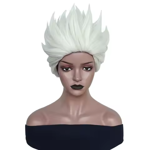 12Inch Synthetic Hair Short White Cosplay Wig for Halloween Thanksgiving Day Christmas Anime Cosplay Wig