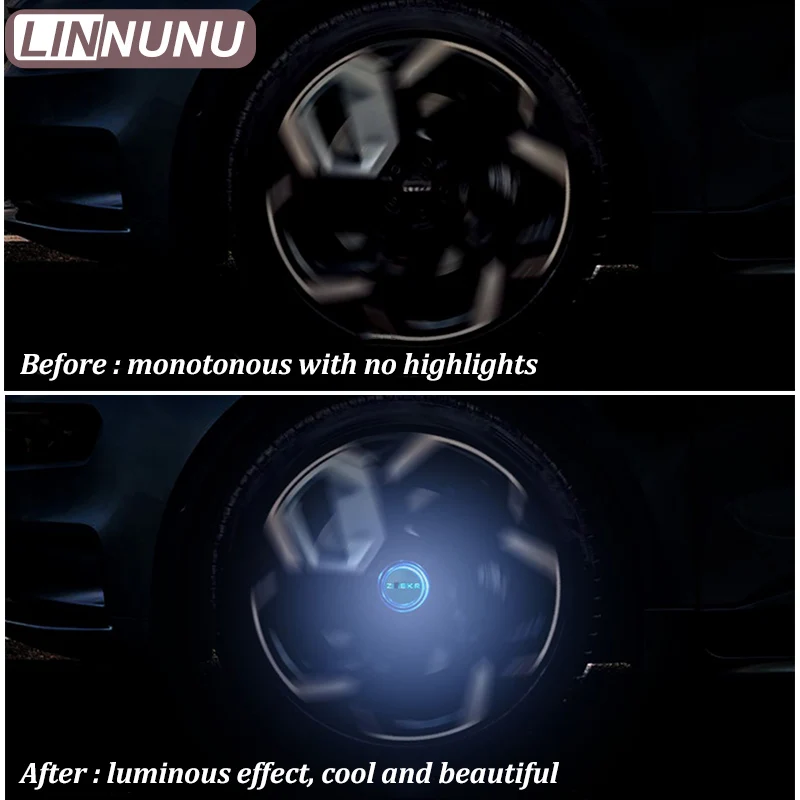 LINNUNU Car Wheel Center Caps Magnetic Levitation Wheel Hub Light Illuminated Wheel Hub Center Cover For ZEEKR 001 Accessories