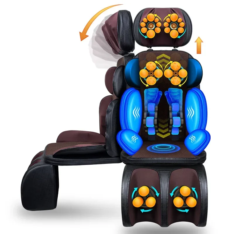 Full Spectrum Massage Cushion - Electric Vibrating Chair for Complete Body Relief, Neck to Leg, Includes Heating Function