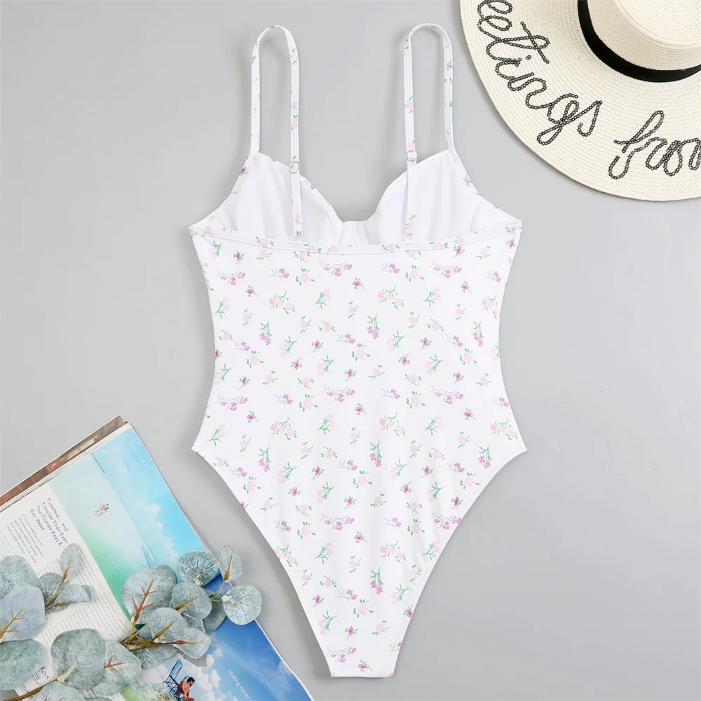 Sexy Sling Bikini Floral Y2K Cute Push Up Swimsuit Women High Waist Vacation Swimwear Tropical Beach Outfit Bathing Suit Biquini