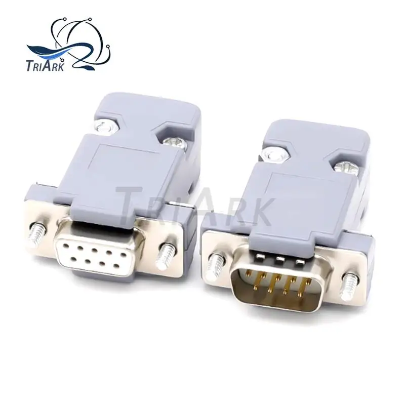 

5PCS DB9 Female Male Socket Plug Connector 9pin Copper RS232 COM Socket Adapter DB9 Plastic Shell RS232 Serial Port Connector