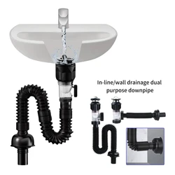 New Flip Top Sink Drain Pipe Set Retractable Deodorant Sewer Drainage Water Hose Wash Basin Drainer Bathroom Kitchen Accessories