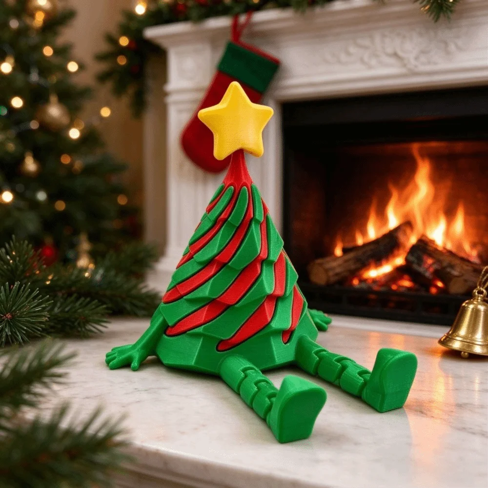 3D Printed Christmas Tree Figures Movable Joint Multi-Joint Christmas Tree Ornament Movable Creative Christmas Tree Model Home