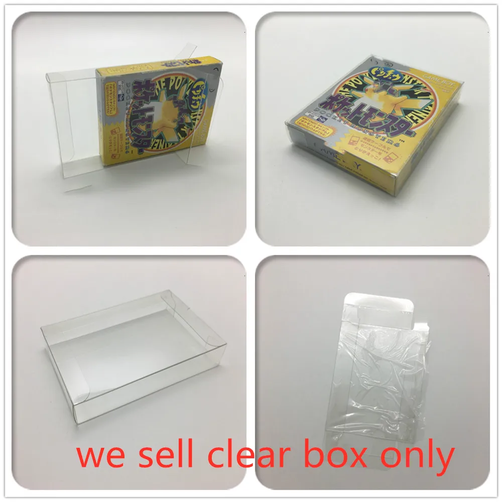 PET Box Protector For Pokémon Yellow: Special Pikachu Edition Transparent Collect Boxes For GBC/GB Game Shell Clear Display Case