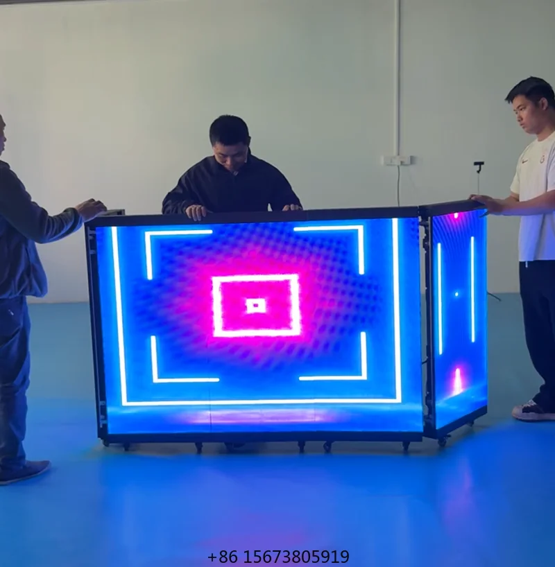 GOB-Protected Portable Foldable Dj Booth Stand Led Display 6-Folding Dj Table Booth Led Screen for Disco Stage Wedding view 4