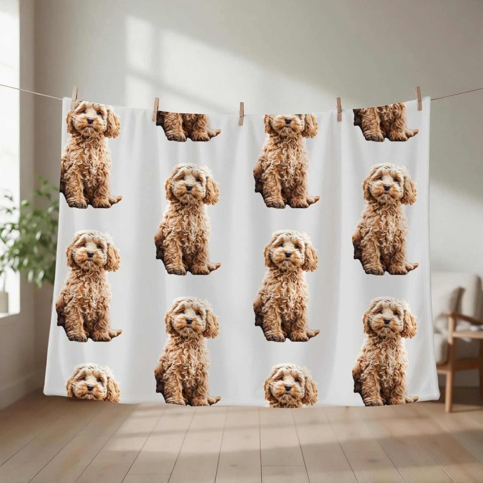 Cockapoo Cavoodle Labradoodle Cute Puppy Dog- Poodle x Throw Blanket couch cozy soft plush fuzzy picnic outdoor blanket