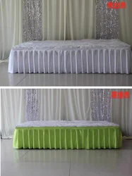 With Clips White Pleated Table Skirt Wedding Backdrop Curtain Table Clothes Cover Wedding Stage Table Skirting Cloth Event Party
