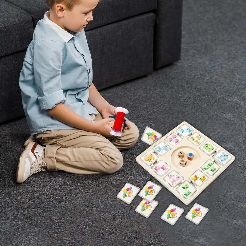 Jeu d'Échecs Montessori en Bois pour Enfant, 96 Cartes d'Animaux, Jouet d'Action