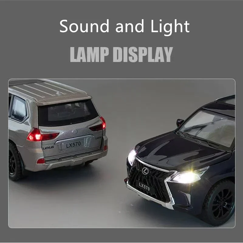 LX570 SUV 합금 자동차 모형 다이캐스트 1:32 시뮬레이션 금속 장난감 차량 자동차 모형 사운드 라이트 컬렉션 장난감 선물