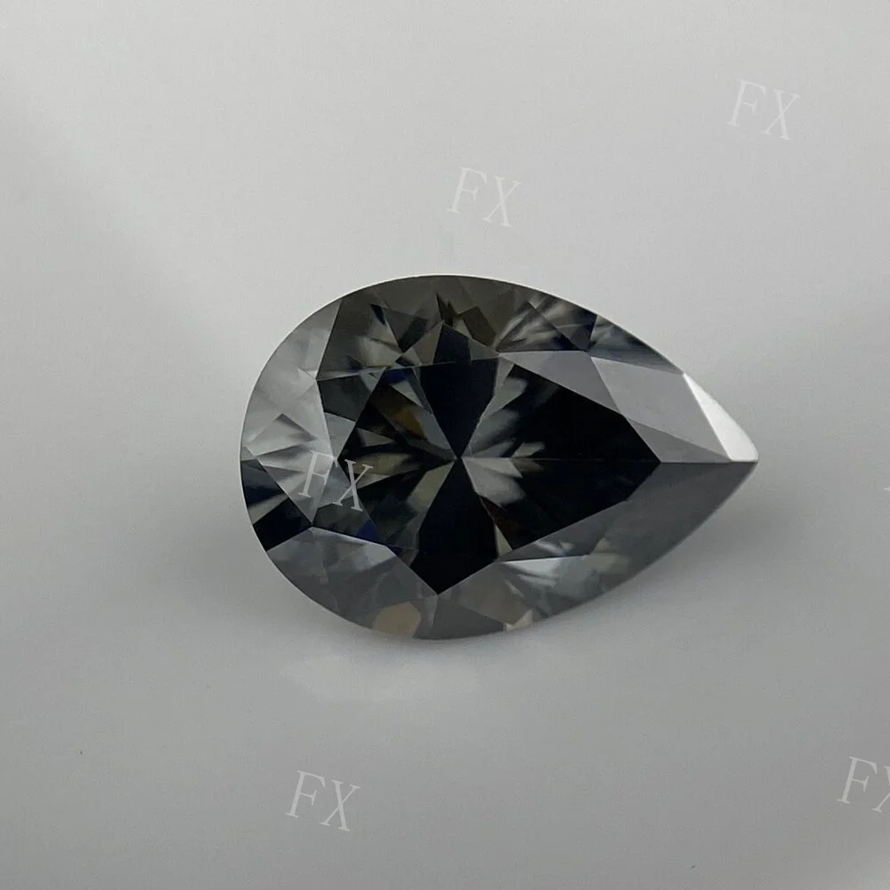 Wholesale Size 4x6~8x12mm Gray Color VVS1 Color Loose Moissanite Pear cut Shape Stone With Certificate