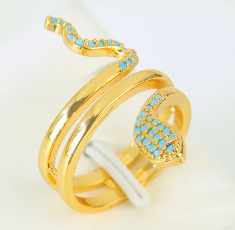 Hip-Hop Zirkonia Offene Schlangenringe 21k Vergoldet Arabische Mode CZ Tier-Ring Italienischer Damen Event Party Punk Schmuck Geschenke – Detail 10