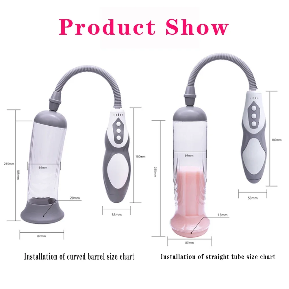 Electric Penis Vacum Pump Big Dick Erection Trainer Rechargeable Penis Enlargement Extend Pump Penis Enlarge Air Pressure Device