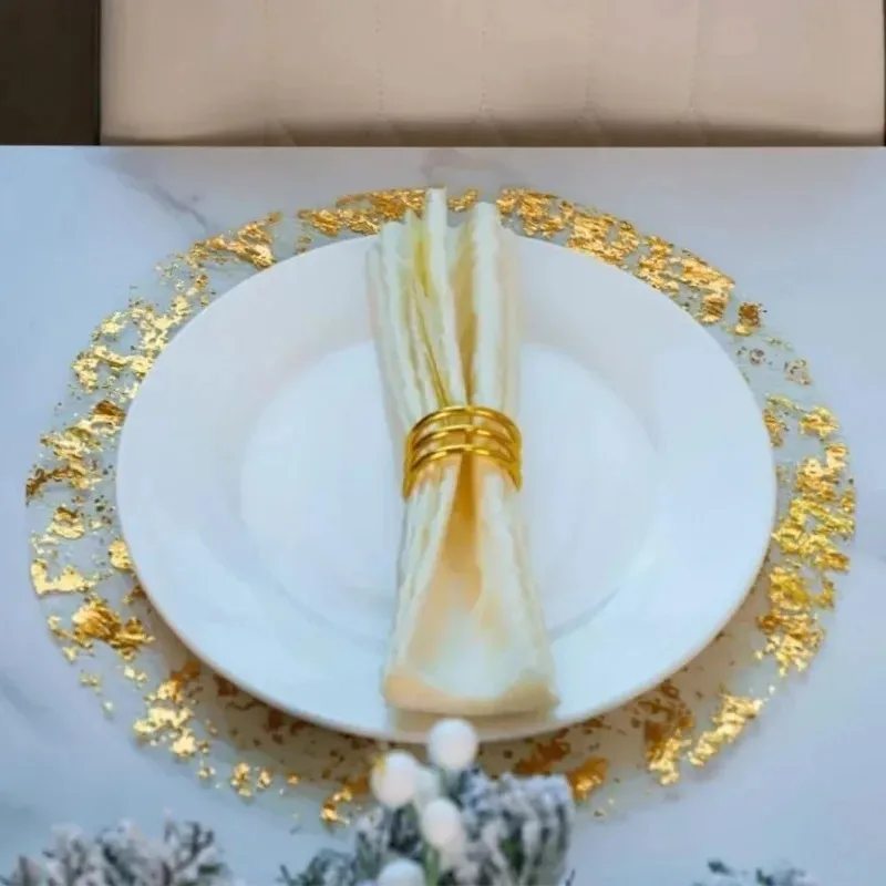 10-Pack Metallic Gold Round Table Mats - Heat-Resistant Placemats for Dining, Tea Time & Special Occasions, Elegant Table