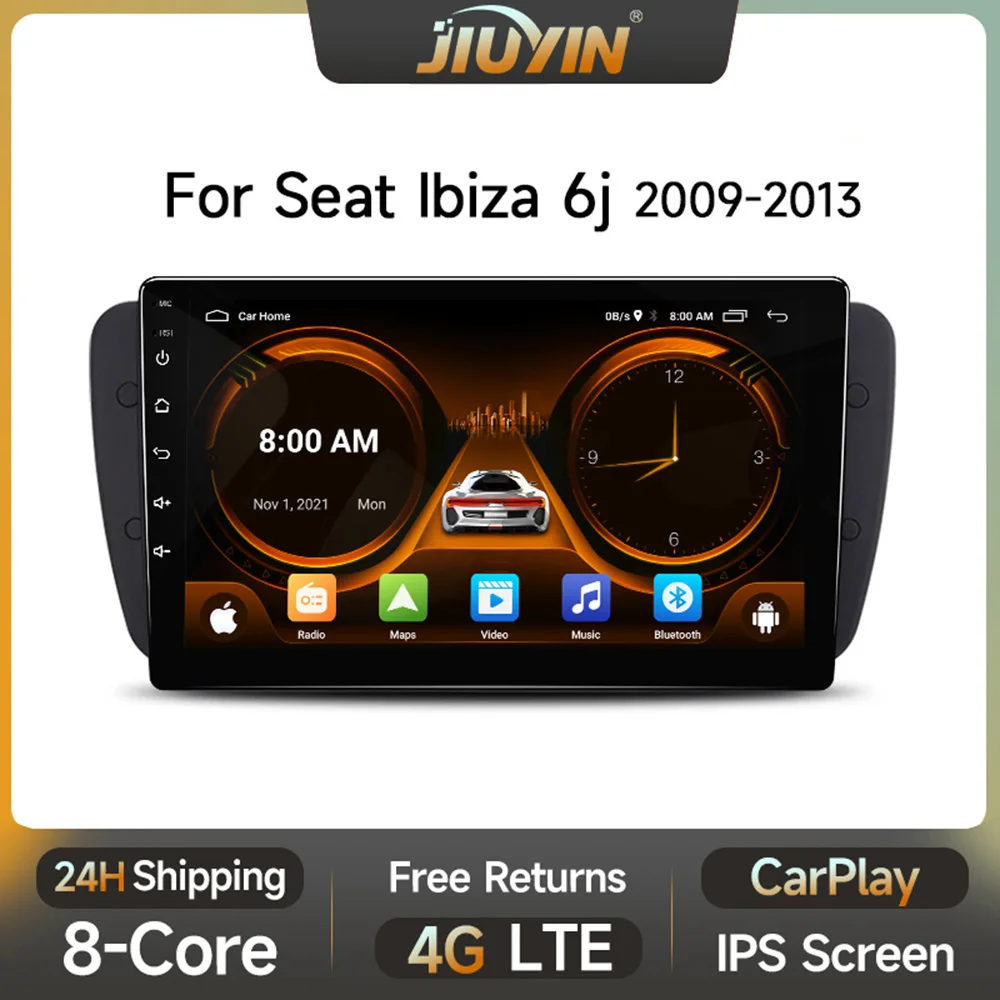 JIUYIN Carplay Android 12 autoradio per Seat Ibiza 6j 2009 2010 2012 2013 MK4 FR schermo di navigazione GPS Audio Multimedia WIFi 4G