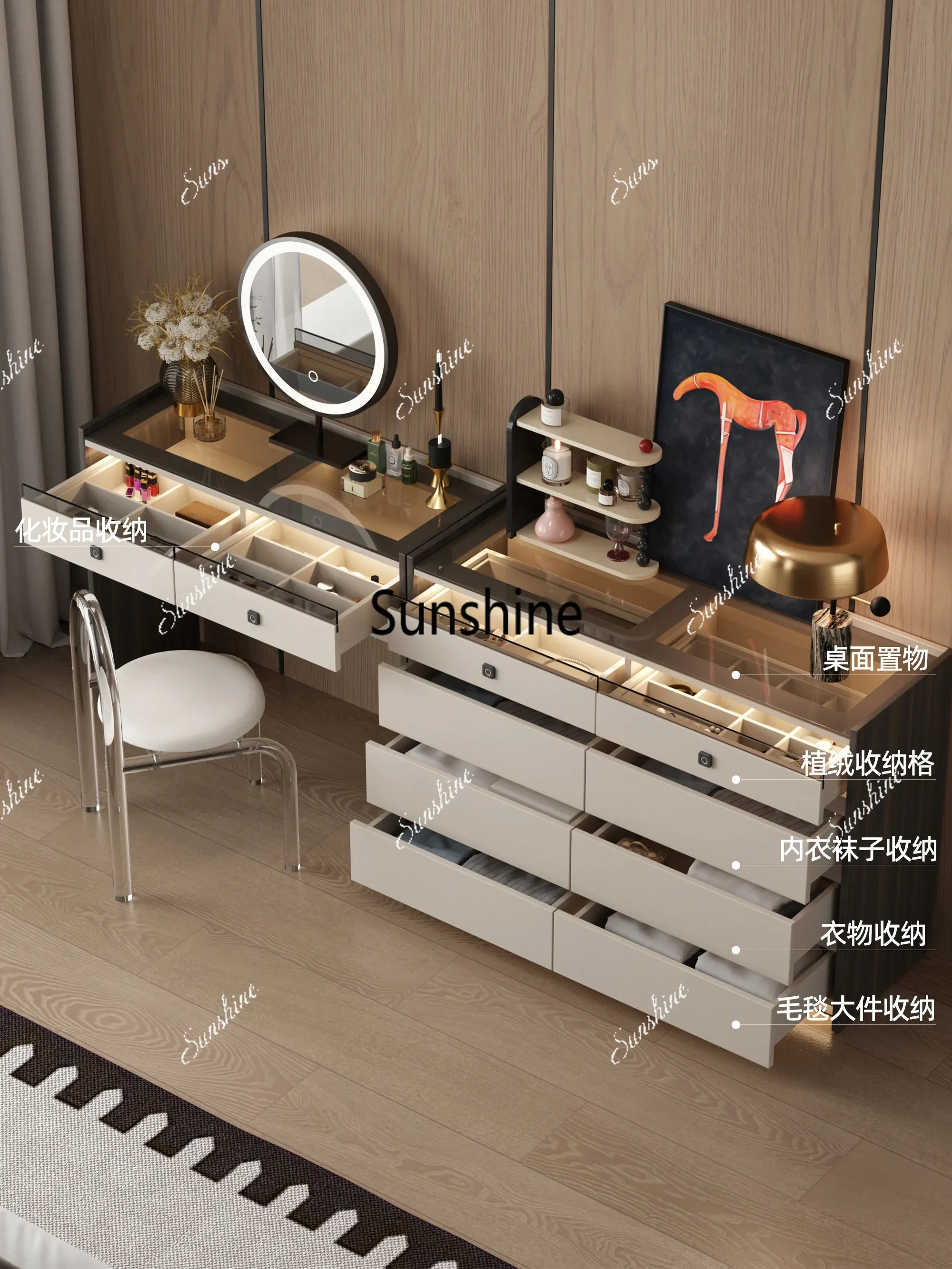 YItalian light luxury solid wood dresser chest cabinet integrated bedroom modern simplicity high sense