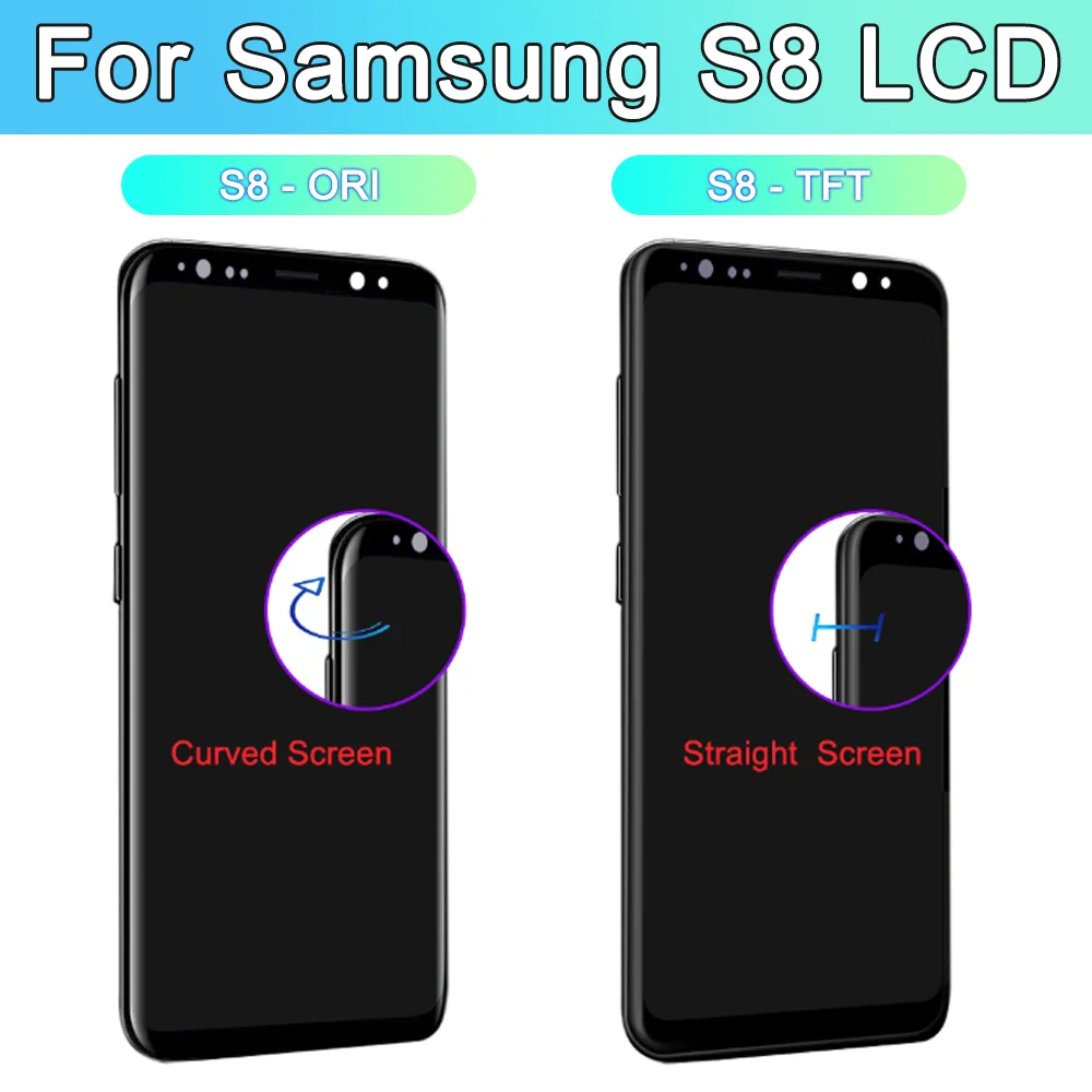 Testato NUOVO Schermo TFT S8 LCD con cornice per Samsung Galaxy S8 G950 SM-G950FD Display Touch Screen Digitizer Assembly Sostituzione