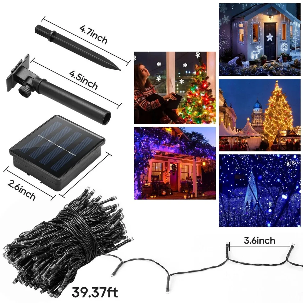 

Solar String Light Color Light String 8 Mode Flashing Light 200 LED Outdoor Atmosphere Light Lawn Courtyard Decoration Light