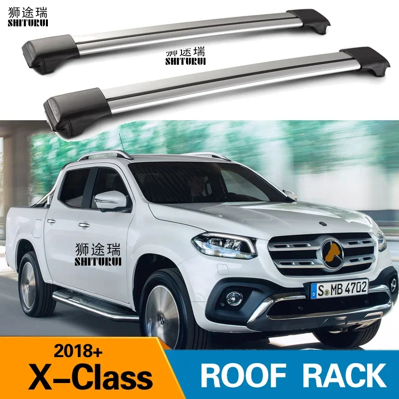 

2Pcs Roof bars For Mercedes-Benz X-Class, 4-dr Double Cab, 2018- Aluminum Alloy Side Bars Cross Rails Roof Rack Luggage