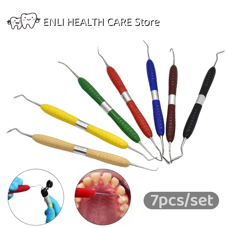 

7pcs Dental Double-Head Resin Filler Kit with Silicone Handle Aesthetic Restoration Tools Resin Knife Spatula Dental Tools