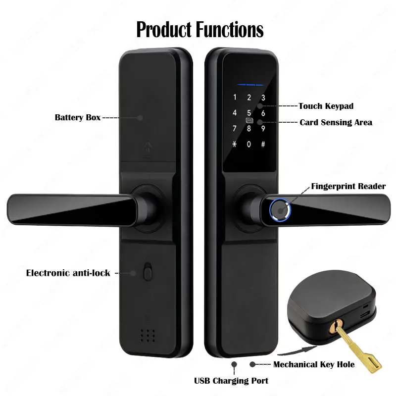 Imagem -03 - Fingerprint Intelligence Lock High End Mais Recente Projeto App Ttlock Cartão de Senha Home Smart Door Locks Cartão de Senha