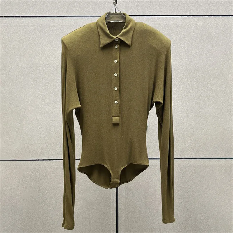 women's bodysuit 2026 Winter New Stretch Slimming Women's Long Sleeve Top Polo collar women's jumper y2k T-shirt Women's corset