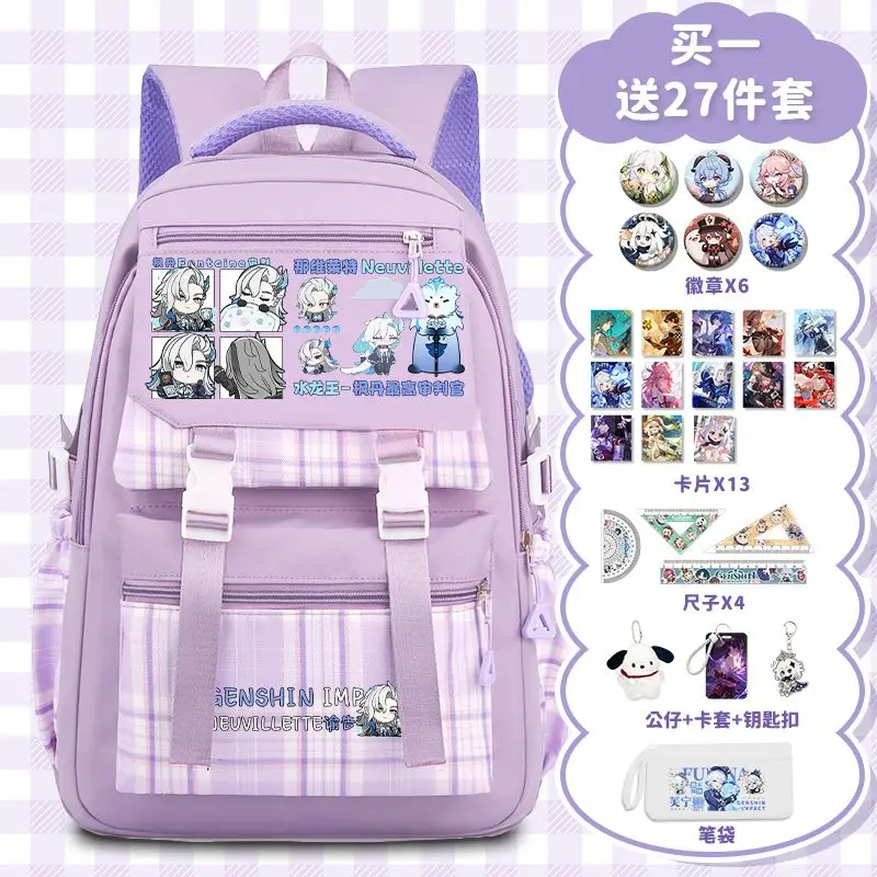 GS Impact Game Cos Arlecchino Wriothesley Kaveh Lynette Etc. Unisex 2024 New Anime Simple Campus Backpack Stationery Gift