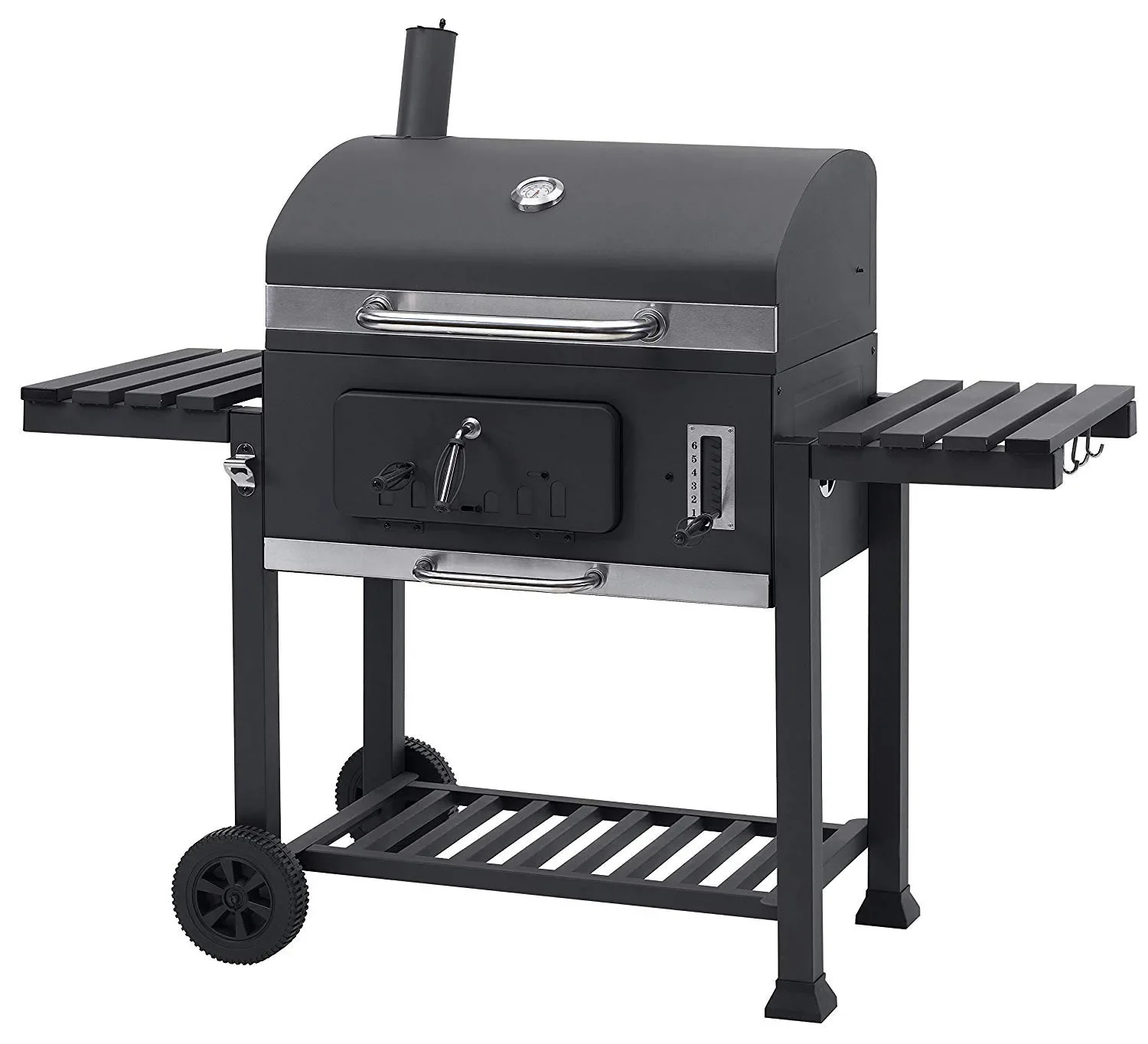 SEJR Charcoal BBQ Grill Trolley Smoker Barbecue Grill with Side Table S/M/XL