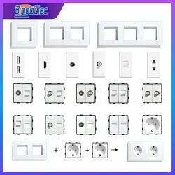 BINGOELEC Glass Switch Socket Glass Switch with tuya socket Sensor Switch with Socket USB Rj45 CAT6 White DIY Function Parts