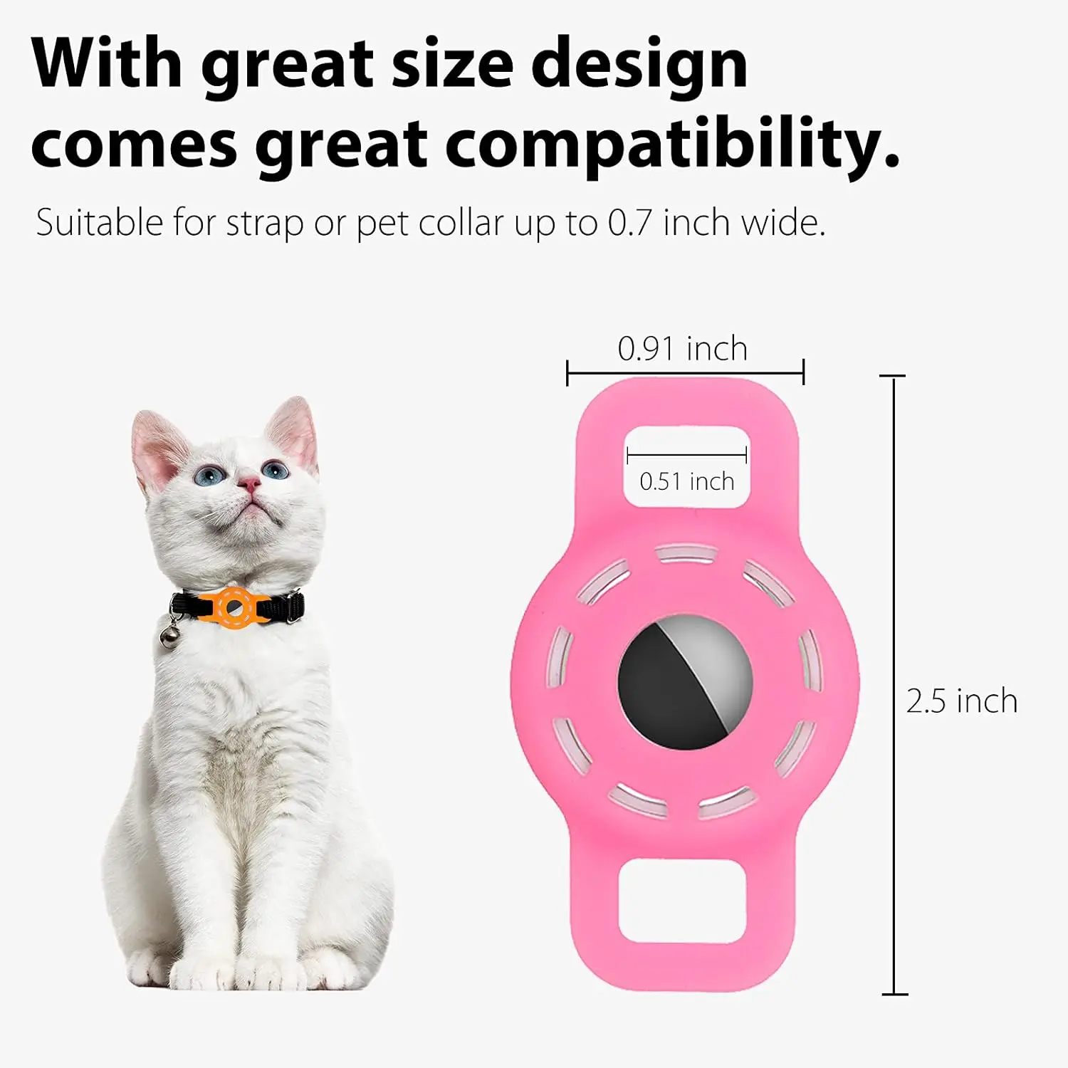 Lichtgevende Airtag Cat Kraag Houder Voor Apple Airtag, Siliconen Beschermhoes Voor Puppy, Anti-Verloren Hondenhalshouder Met Film