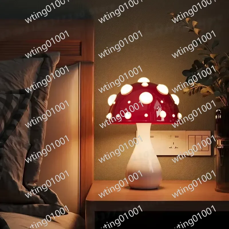 for Amanita Mushroom Lamp LED Tricolor Bulb AC USB Warm Light Biomimetic Fly Agaric Desk Light Livingroom Bedside Hotel Decor
