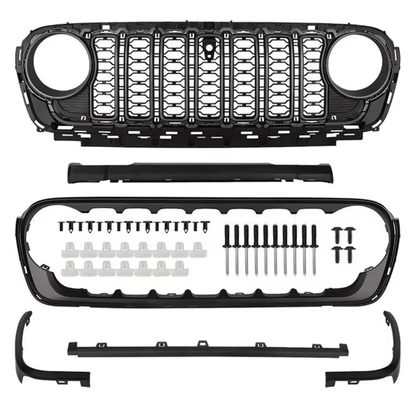Automobile 4X4 Off‑road PP Material Front Grill Upgrade Kit, Exterior Facelift Modification Assembly Outer Body