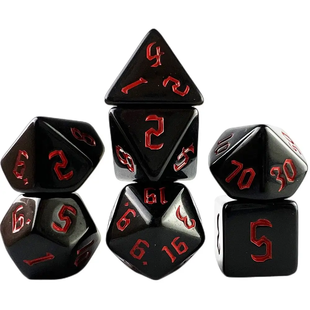 7Pcs/Set Multifaceted Digital Dice Set Acrylic Table Game Opaque Polyhedral Dices for DND Dice Tabletop Role-Playing Game