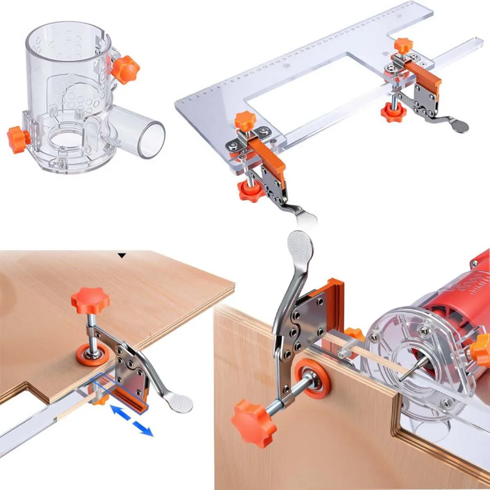 

Woodworking Slotting Plate with Handle Design for Mold Cabinet Door Featuring Efficient Clamp and Precise Drilling Function