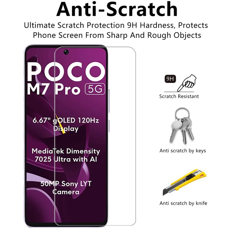 حافظة هاتف من الزجاج المقسى لهاتف شاومي بوكو m7 برو على pocom7 m 7 7m m7pro pocom7pro 4g 5g غطاء خلفي 360 poc pco procase 5 g pro 5g