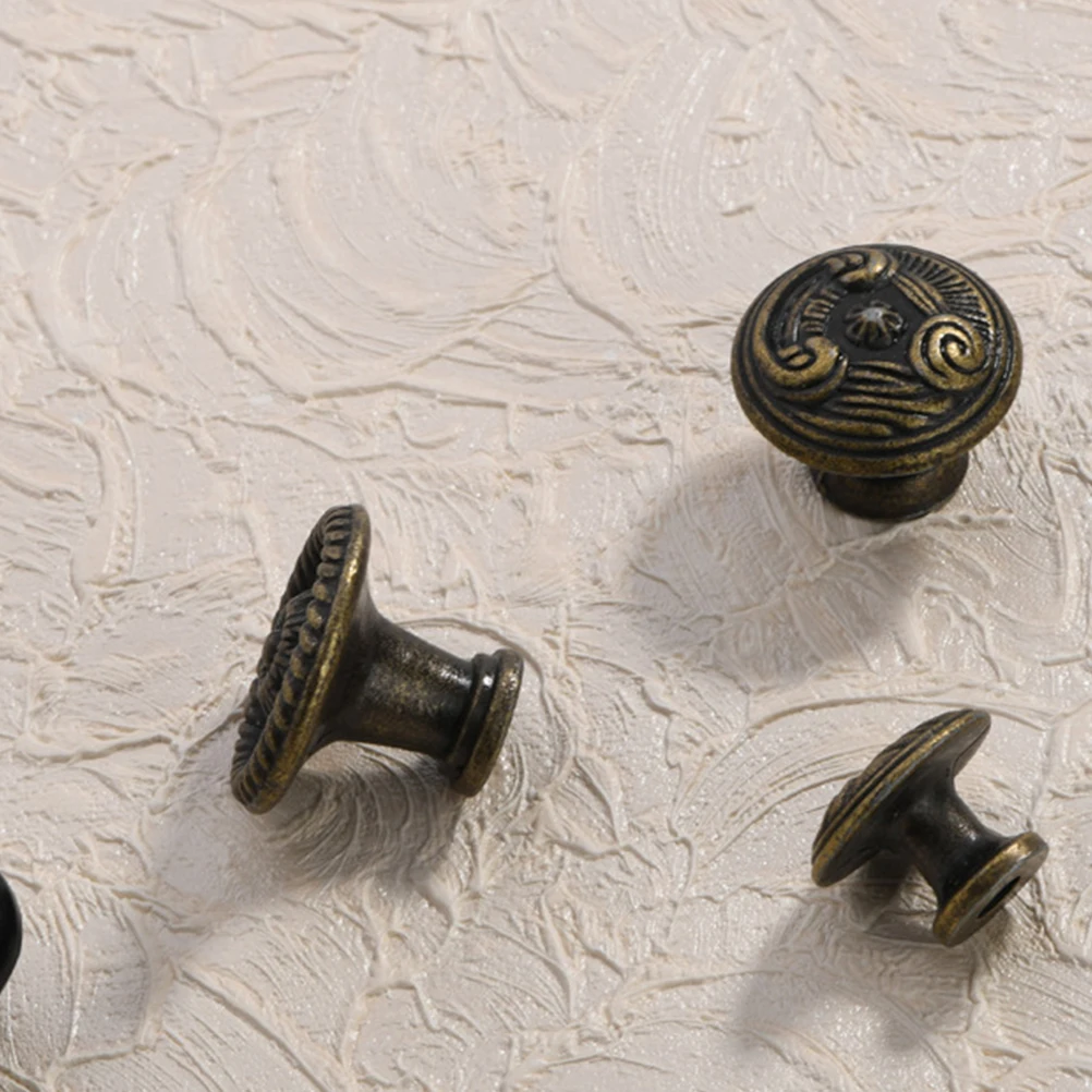 

6 Pcs Green Bronze Retro Cabinet Handles Knobs for Kitchen Wardrobe Dresser Cupboard Furniture Zinc Alloy Durable