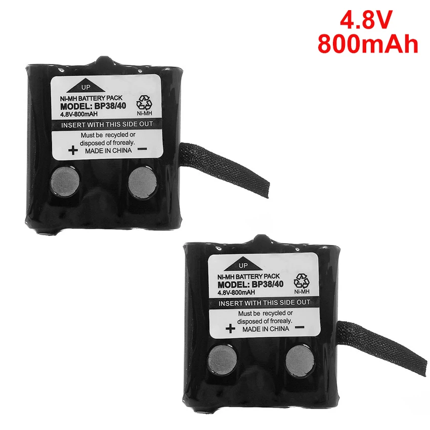 2pcs/lot 4.8V 800MAH NI-MH rechargeable Battery Pack For Uniden BP-38 BP-40 BT-1013 BT-537 GMR FRS 2Way Radio battery