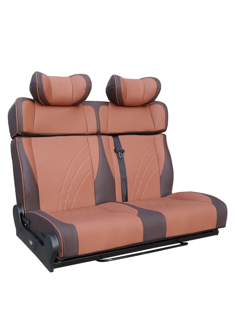 RV Swivel Seat,  Customizable Camping Cara Three-Fold Leather Seat Bed Reclining RV  Bed for Motorhome
