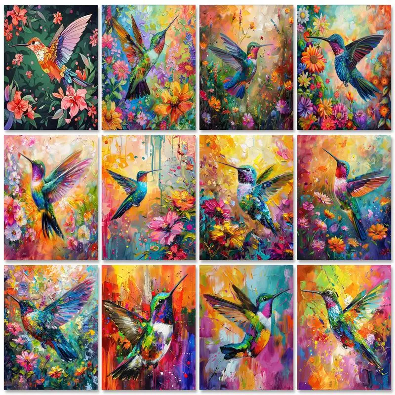 

GATYZTORY Modern Picture Painting By Numbers With Frame Acrylic Paint By Numbers Colorful Birds Flowers Handicrafts For Home Dec