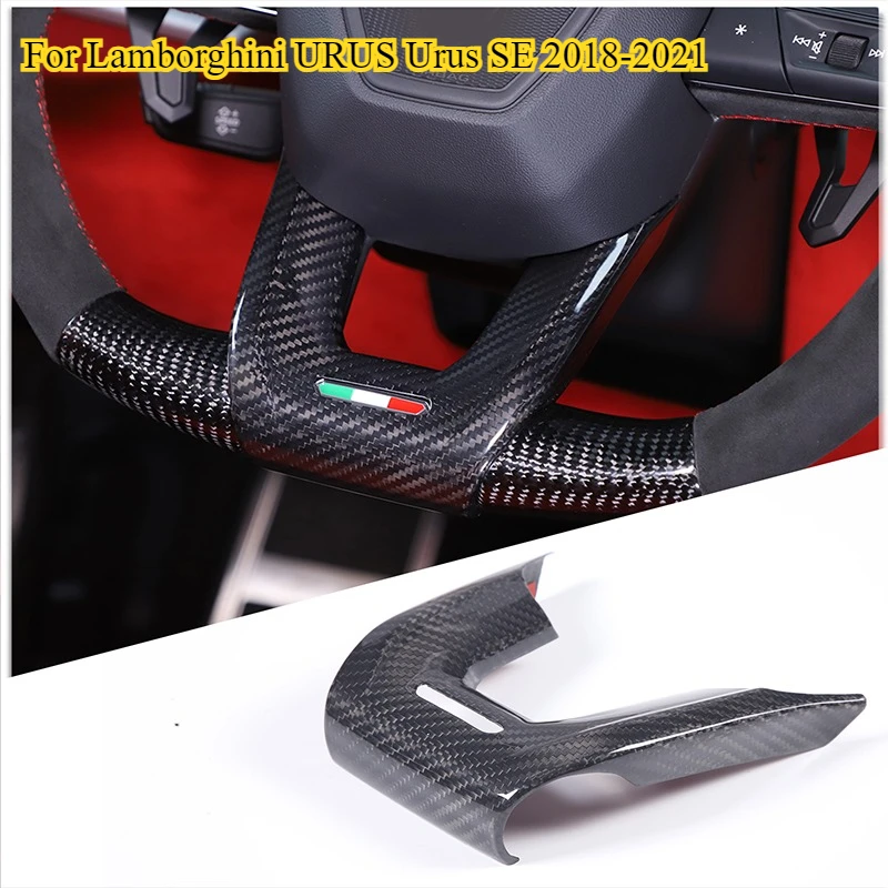 

Fit For Lamborghini URUS Urus SE 2018-2021 Car Steering Wheel Trim Cover Real Carbon Fiber Tricolor Sticker Interior Accessories