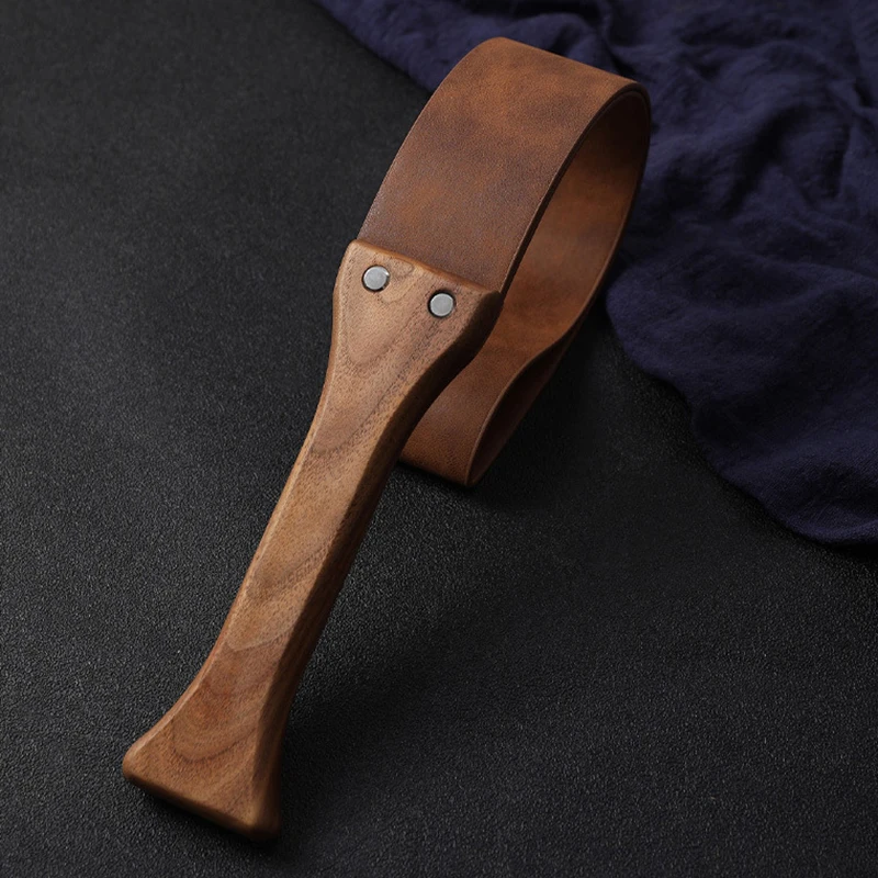 46.5 سنتيمتر جلد طبيعي الحصان مجداف التدريب المحاصيل الفروسية الخاضعة ركوب فاز الخفافيش ، اليدوية خشب الجوز مقبض