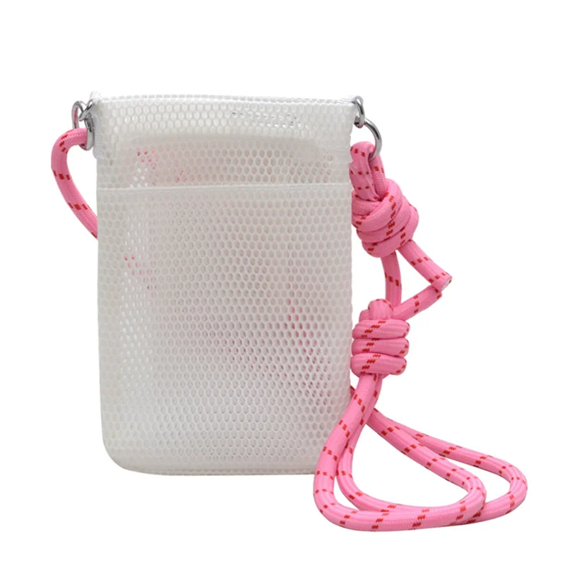 

AOAO-Hollow Shoulder Bag Solid Color Sweet Mesh Bag Mobile Phone Storage Bag For Teenagers