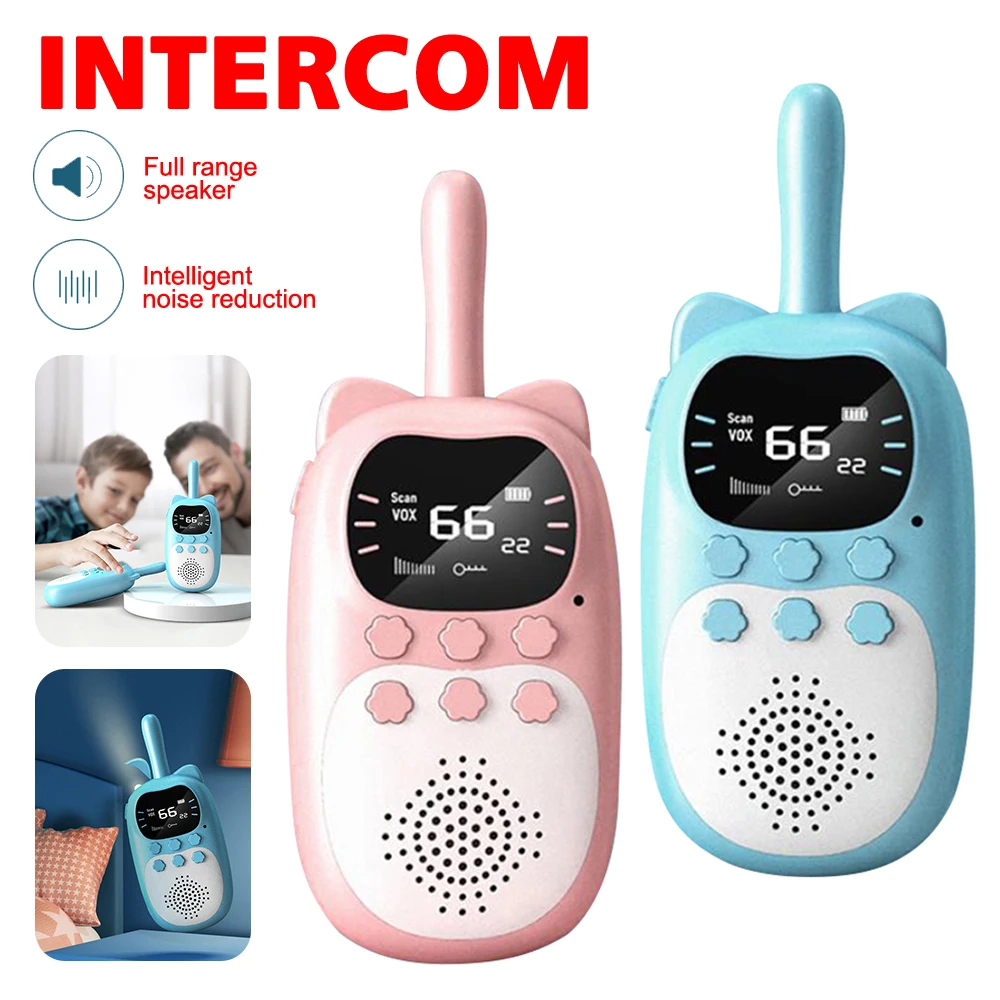 2pcs Kids Walkie Talkie Rechargeable 1000mAh Handheld 0.5W 3km Radio Gadgets Radio Phone Christmas Birthday Gifts For Boys Girls