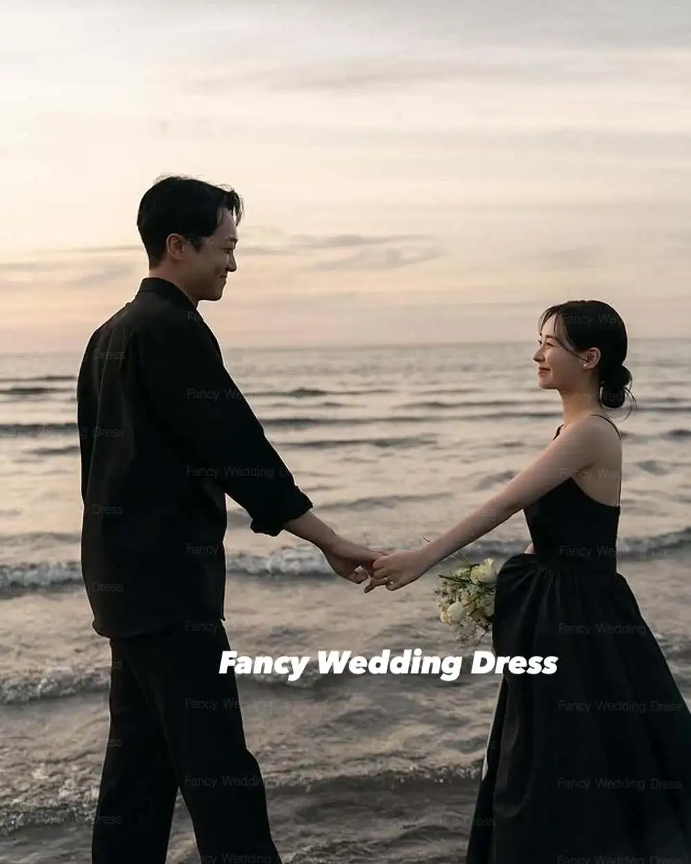 Fantasia elegante uma linha vestido de casamento coreia sessão de fotos uma linha sem mangas vestido de noiva até o chão nne incluído personalizado