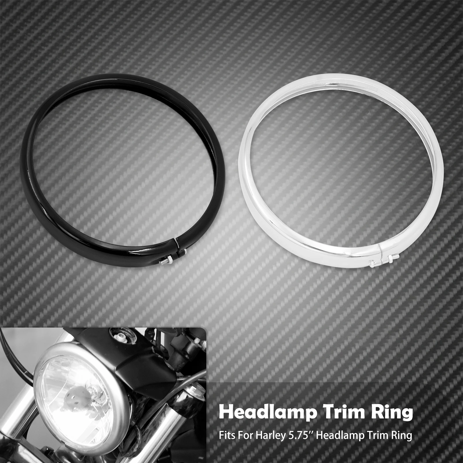 Motorrad Schwarz/Chrom 5,75'' Scheinwerfer Scheinwerfer Trim Ring Für Harley Sportster XL 1200 883 Dyna Softail Fat Boy street Glide