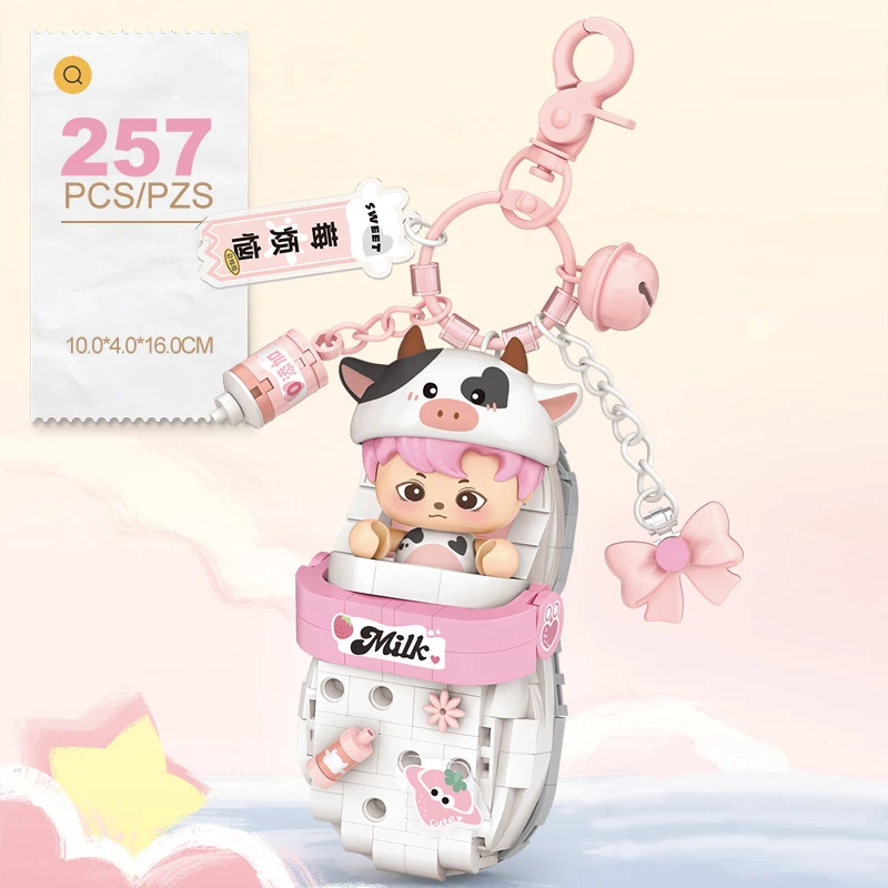 Encantos de bolsa LOZ, kits de modelo, chaveiros de brinquedo, pingentes de blocos de construção, decorações criativas para casa, presentes de aniversário para meninas