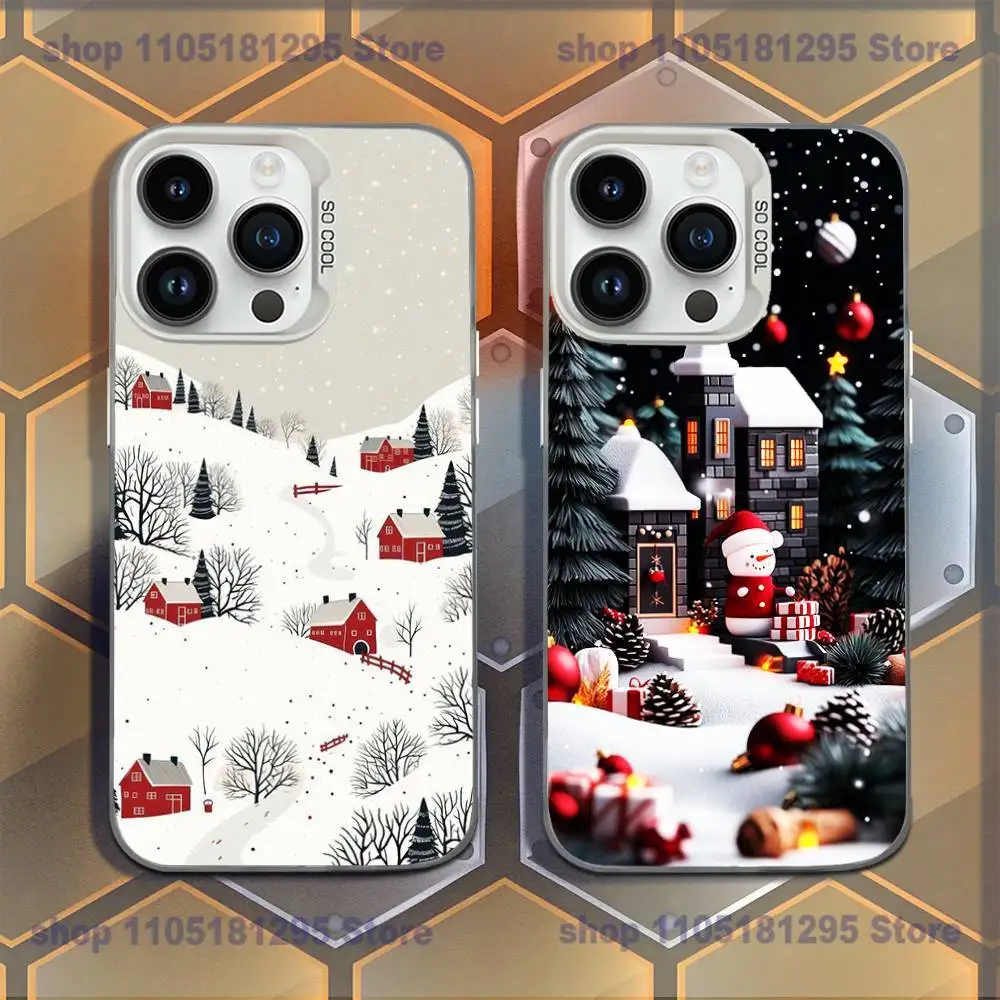 

Snow View House Landscape Phone Case For iPhone 17,16,15,14,13,12,11,Mini,Pro,E,MAX White Candy Matte Shockproof Cover