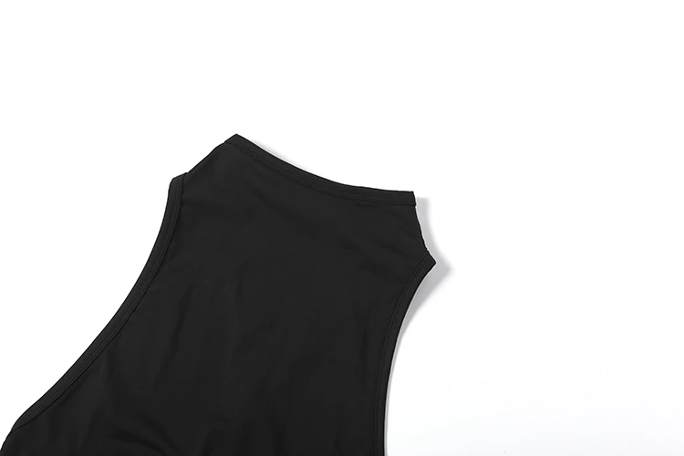 Weird Puss Cross Rückenfreies Tanktop für Damen, Hottie Sexy Bell Patchwork Rollkragen, Ärmellos, Trendiges Midnight Street Club Crop-Top – Detail 7