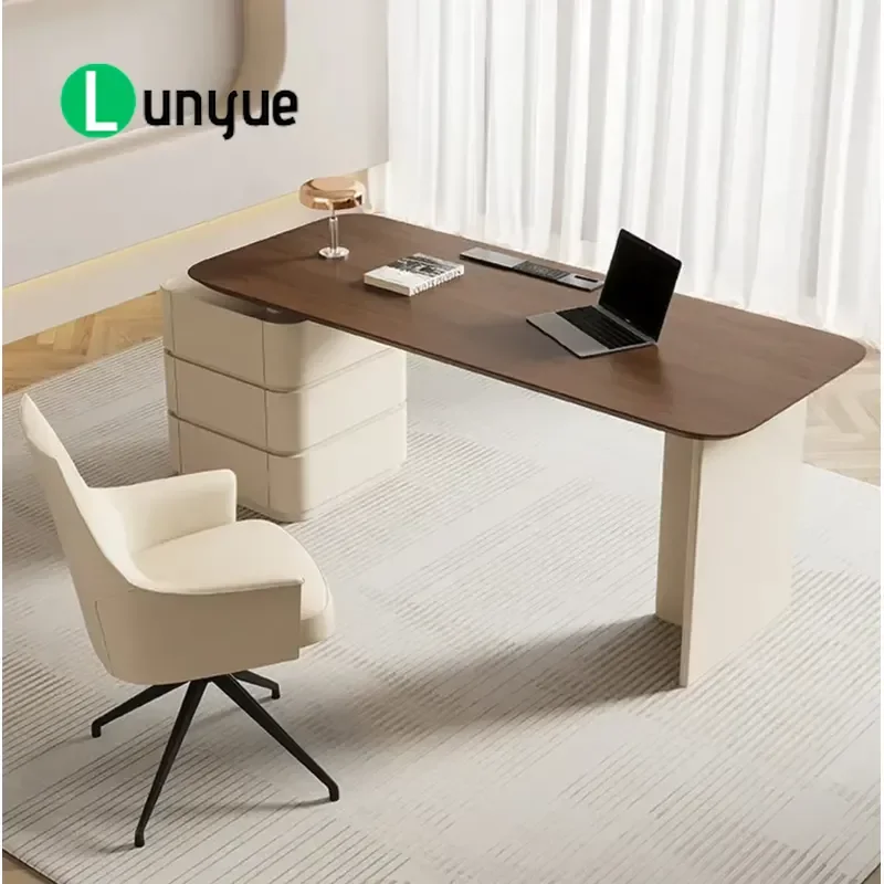 Light Luxury Minimalist Cream Vintage Solid Wood Desk For Study Writing Office Beauty Consulting Table Durable Stylish
