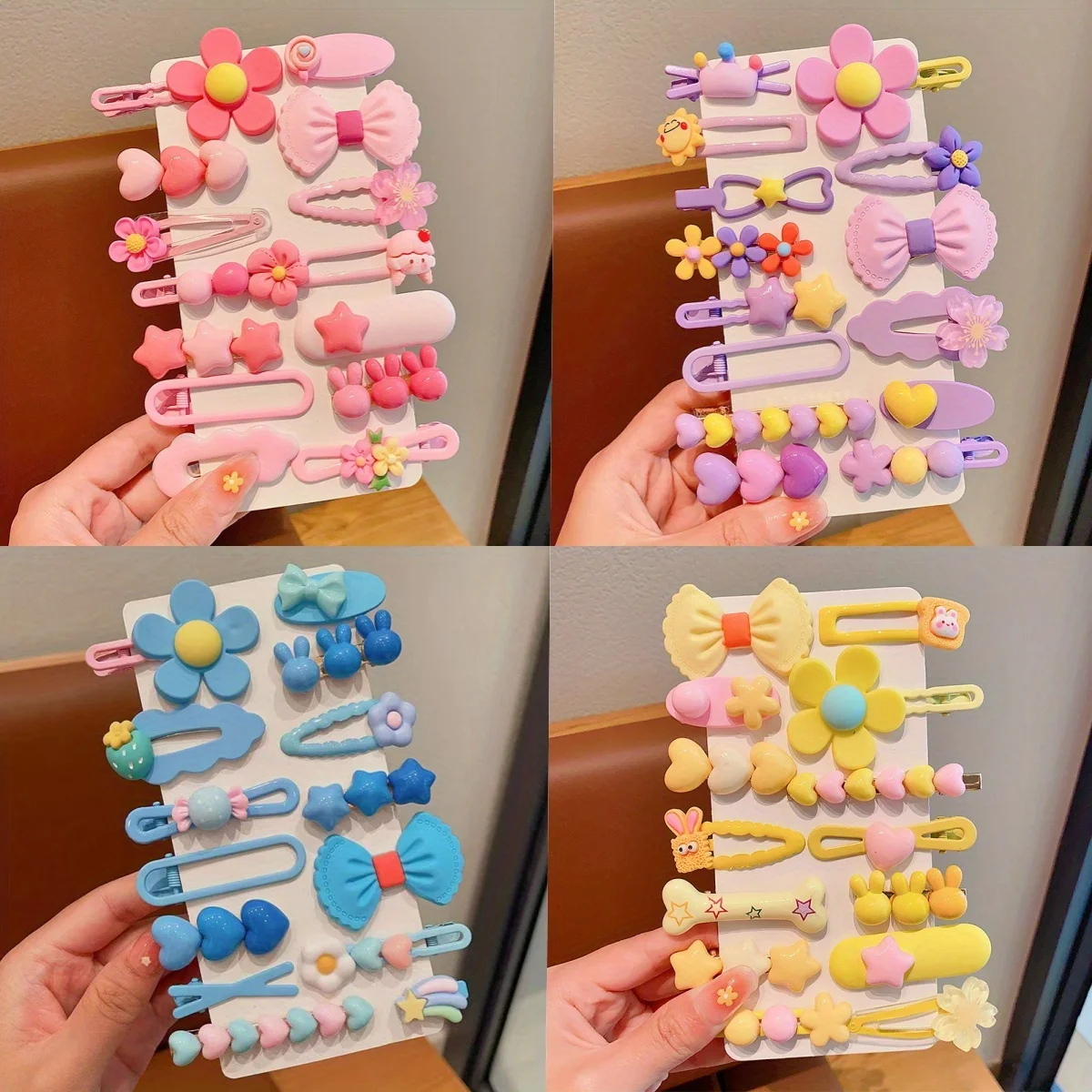 مجموعة واحدة مكونة من 14 قطعة من مشابك الشعر التي لا تضر الشعر، وإكسسوارات شعر الأطفال، ومشابك شعر جانبية للفتيات، وإكسسوارات الشعر، وأساسية لهدايا العطلات، ومجموعة مشابك شعر على الطراز الكوري